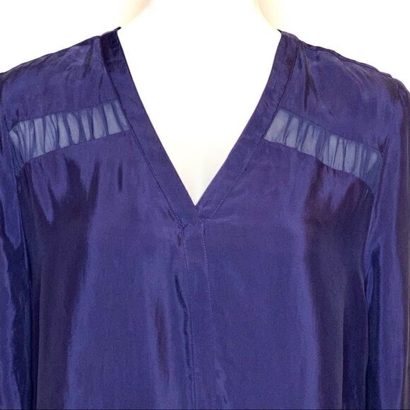 Daniel Rainn for stitch fix NWT navy blue kittie textured blouse size L - Picture 2 of 15